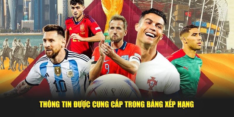 Thông tin trong bảng xếp hạng tại Xoilac TV